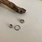 Set Of 3: Stainless Steel Cuff Earring / Hoop Earring Set - Silver - One Size