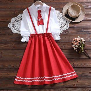 Inset Shirt A-line Dress With Tie