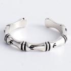 925 Sterling Silver Bamboo-style Open Ring S925 Sterling Silver - Black & Silver - One Size