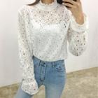 Frill-neck Laced Blouse
