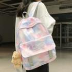 Bear Charm Tie-dyed Nylon Backpack