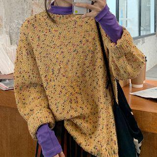 Dot Print Sweater / Plain Turtleneck Top