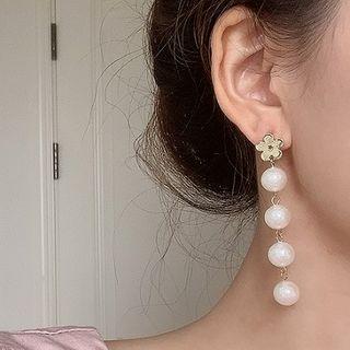 Beaded Earring 1 Pair - 925 Silver - Gold - One Size