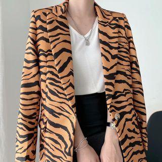 One-button Tiger Print Blazer