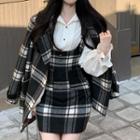 Plaid Double Breasted Coat / Sheath Overall Dress