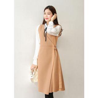 Sleeveless Wrap Midi Dress With Belt