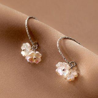 Flower Acrylic Sterling Silver Dangle Earring 1 Pair - S925 Silver - Silver - One Size