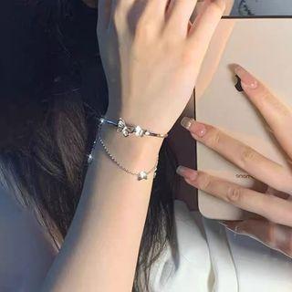 Butterfly Chained Alloy Open Bangle