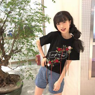 Flower Accent Short Sleeve T-shirt