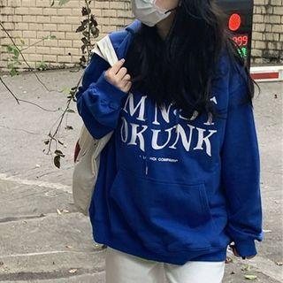 Lettering Hooded Sweatshirt Blue - One Size