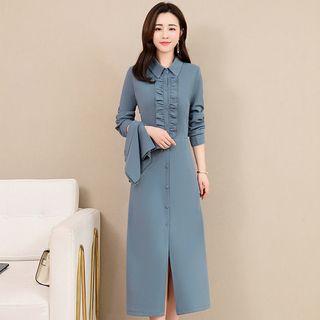 Frill Trim Midi Shirtdress