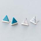 925 Sterling Silver Turquoise Triangle Stud Earrings