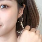 Faux Pearl Cross Dangle Earring As Shown In Figure - One Size