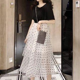 Long-sleeve Dotted Blazer / Short-sleeve Dotted Dress