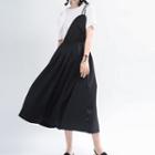 Asymmetrical Short-sleeve Midi A-line Dress