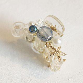 Faux Pearl Starfish Hair Clamp Silver Starfish - White - One Size