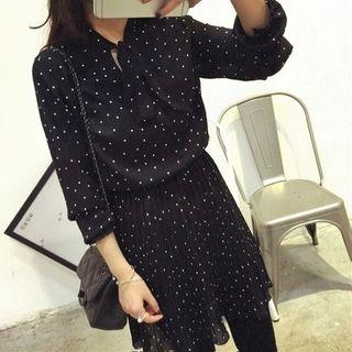 Polka Dot Tie-neck Chiffon Dress