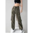 Multi-pockets Wide-leg Pants With Sash