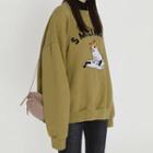 Cat Embroidered Oversize Pullover