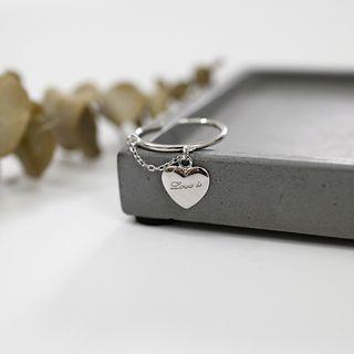 925 Sterling Silver Heart Dangle Open Ring Silver - One Size