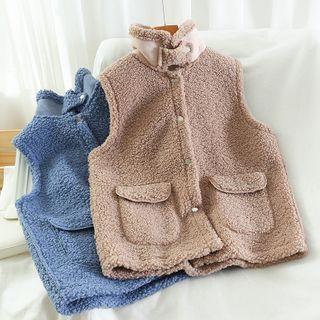 Fleece Stand-collar Button Vest