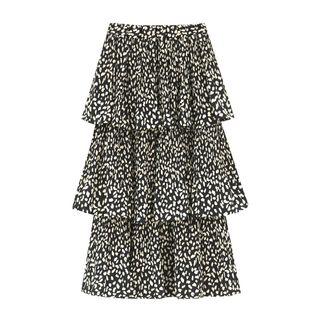 Leopard Print Midi Tiered Skirt