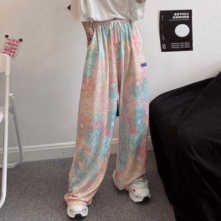 Paisley Print High-waist Wide-leg Pants