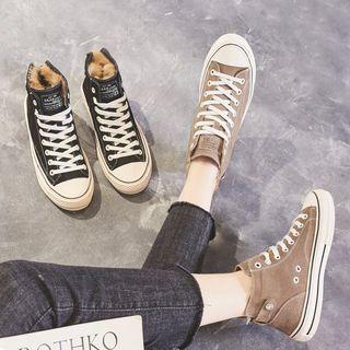 Genuine Leather Lace-up High-top Sneakers
