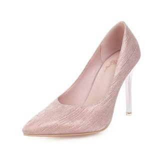 Ribbed Pointy-toe Stiletto Heel Pumps