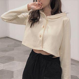 Cropped Buttoned Hoodie