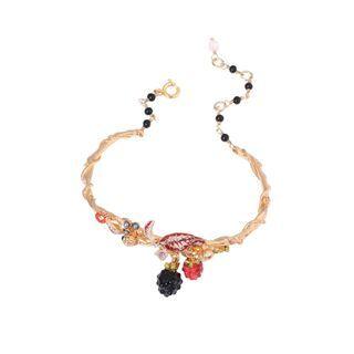 Fashion Elegant Plated Gold Enamel Raspberry Fruit Bangle With Imitation Pearls Golden - One Size