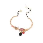 Fashion Elegant Plated Gold Enamel Raspberry Fruit Bangle With Imitation Pearls Golden - One Size