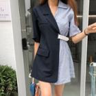 Blazer & Shirt Asymmetric Minidress Navy Blue - One Size