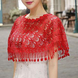 Fringed Crochet Lace Wedding Capelet
