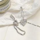 Heart Rhinestone Asymmetrical Alloy Dangle Earring 1 Pair - Stud Earring - S925 Silver Needle - Silver - One Size
