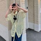 Short-sleeve Dotted Shirt Yellow - One Size
