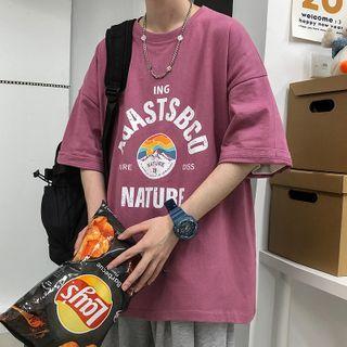 Couple-matching Printed Oversize Tee