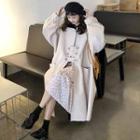 Plain Puff-sleeve Loose-fit Coat