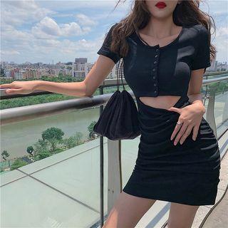 Cutout Front Short-sleeve Dress