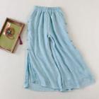 Frog Buttoned Slit Wide-leg Pants