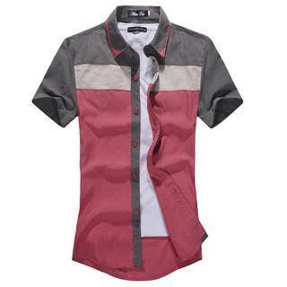 Short-sleeve Color Block Shirt