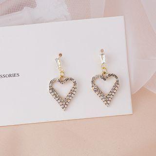 Rhinestone Heart Earring 1 Pair - E3028 - As Shown In Figure - One Size