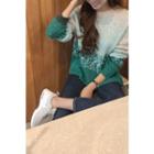 Gradient Color-block Sweater Mint Green - One Size