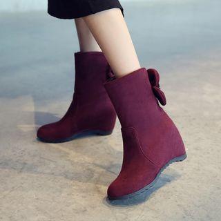 Flower Hidden Wedge Short Boots