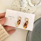 Chunky Chain Resin Alloy Dangle Earring 1 Pair - S925 Silver - Amber - One Size