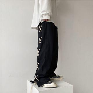 Lace-up Side Straight Leg Pants