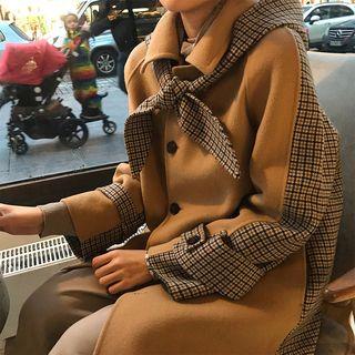 Plaid Panel Buttoned Long Coat
