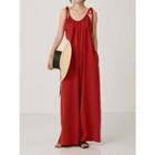 Spaghetti Strap Wide-leg Jumpsuit Red - One Size