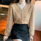 V-neck Dotted Lace Blouse