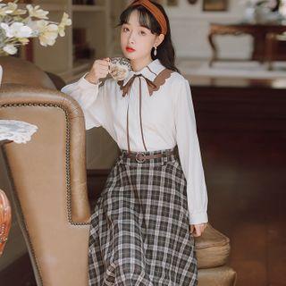 Set: Collared Shirt + Midi A-line Skirt